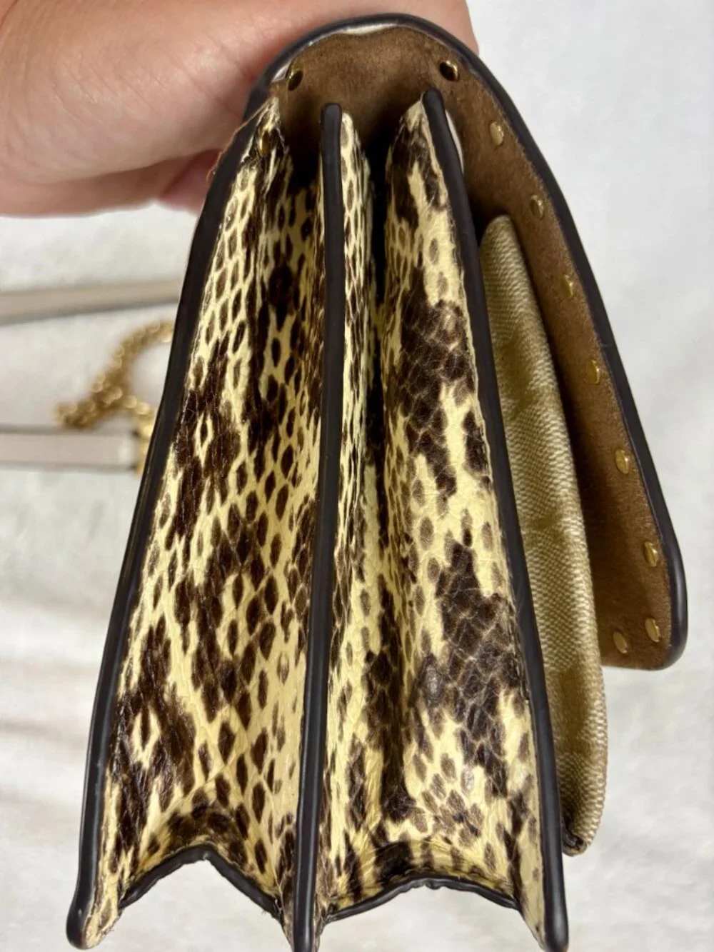 Coach Mini Klare Crossbody With Rivets and Snake-Embossed Leather Trim and Charm